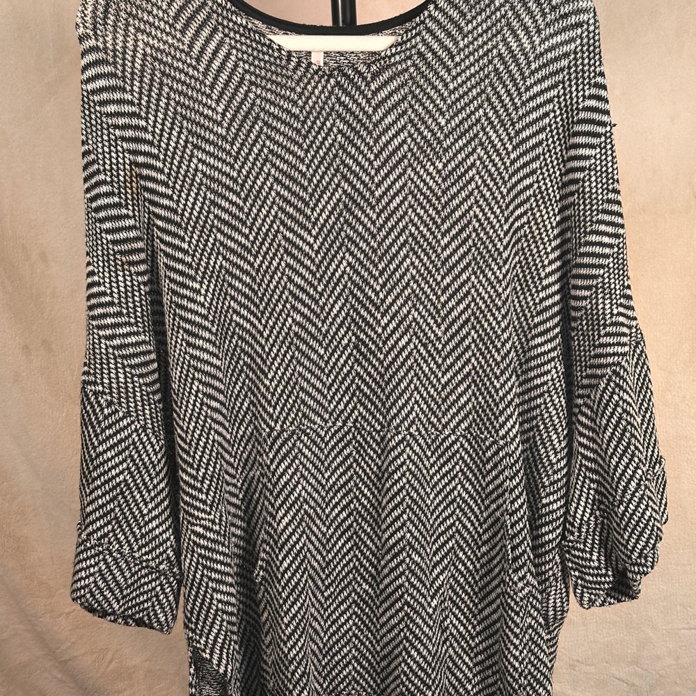 Black and White Bell Sleeve Sweater